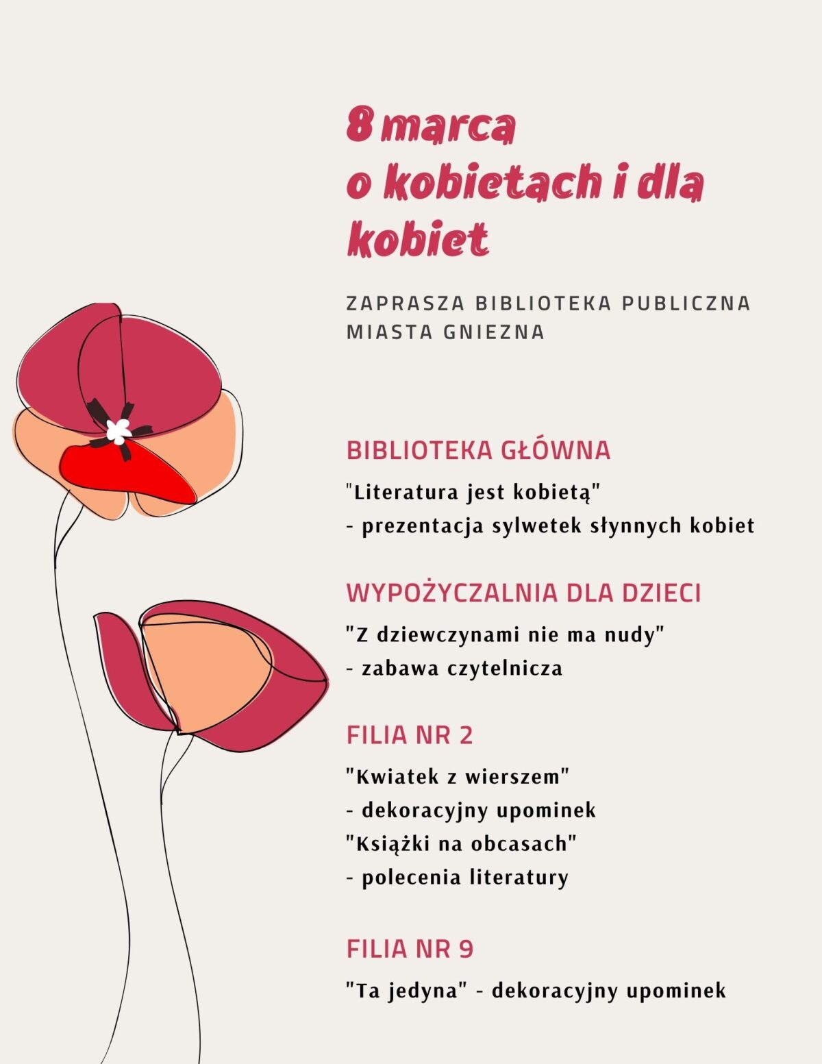 8 marca dla kobiet i o kobietach – zaprasza Biblioteka Publiczna Miasta Gniezna
