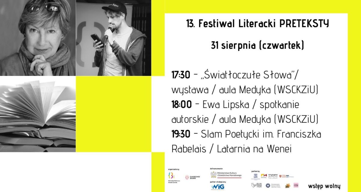 13. Festiwal Literacki PRETEKSTY – 31.08.2023
